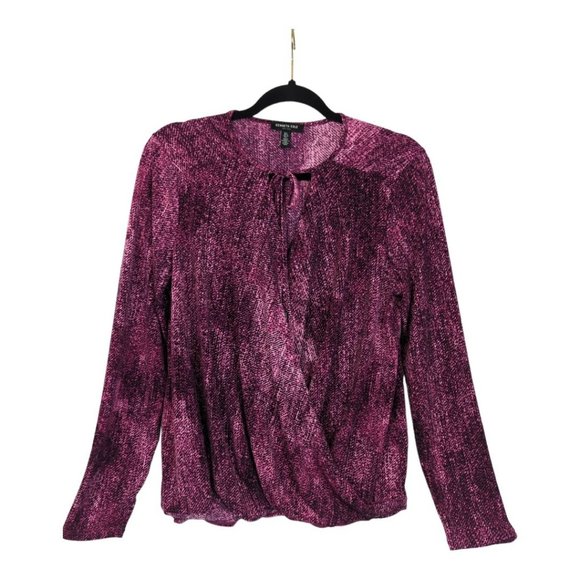 Kenneth Cole Vibrant Pink Wrap Blouse Size‎ Large - Picture 1 of 7